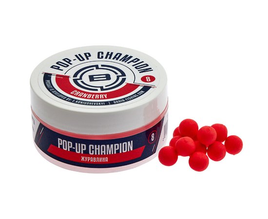 Бойлы Brain Champion Pop-Up Сranberry клюква 10mm 34g (1858.21.38), Вкус : Клюква