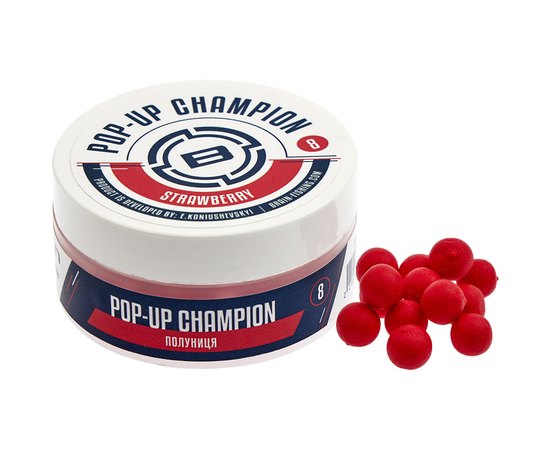 Бойлы Brain Champion Pop-Up Strawberry клубника 10mm 34g (1858.21.42), Вкус : Клубника