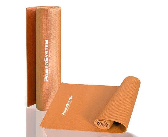 Коврик для йоги и фитнеса Power System PS-4014 PVC Fitness-Yoga Mat 173x61x0,6см оранжевый (PS-4014_Orange), Цвет : Оранжевый