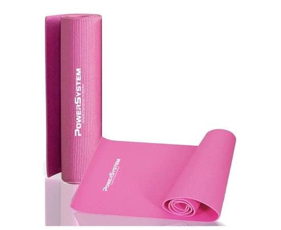 Коврик для йоги и фитнеса Power System PS-4014 PVC Fitness-Yoga Mat 173x61x0,6см розовый (PS-4014_Pink), Цвет : Розовый