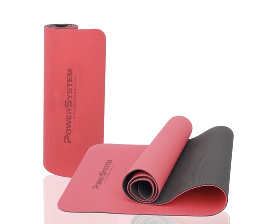 Килимок для йоги та фітнесу Power System PS-4060 TPE Yoga Mat Premium 183х61х0,6см Червоний (4060RD-0), Колір: Червоний