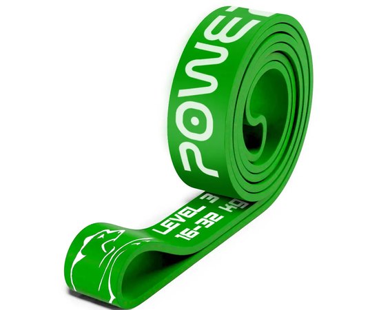 Резинка для фитнеса и кроссфита PowerPlay 4115 Power Band Зеленая 16-32 кг (PP_4115_Green_(16-32kg)), Нагрузка: 32 кг, Цвет: Зелёный