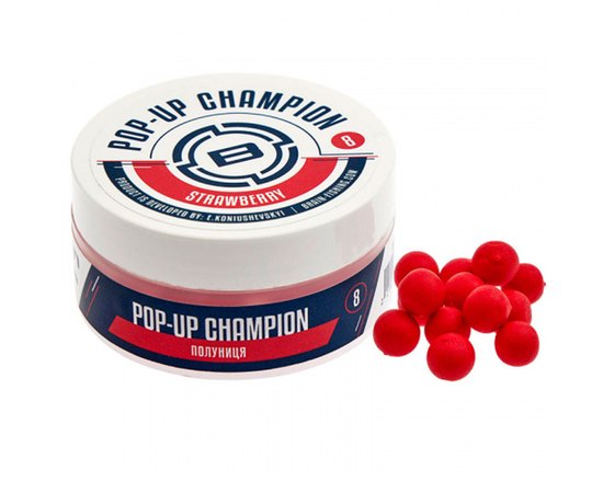 Бойлы Brain Champion Pop-Up Strawberry клубника 12mm 34g (1858.21.81), Вкус : Клубника