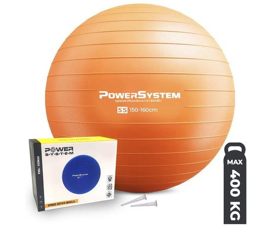 М'яч для фітнесу (фітбол) Power System PS-4011 Ø55 cm PRO Gymball Orange (PS-4011_55cm_Orange), Колір: Помаранчевий