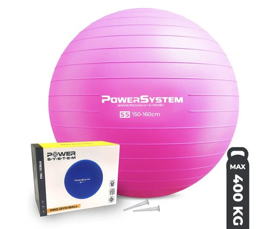 М'яч для фітнесу (фітбол) Power System PS-4011 Ø55 cm PRO Gymball Pink (4011PI-0), Колір: Рожевий