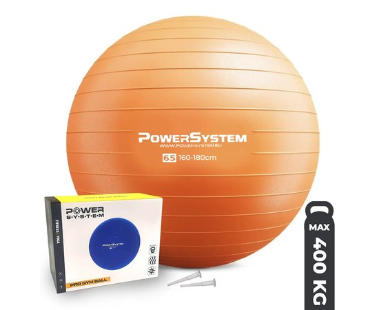 М'яч для фітнесу (фітбол) Power System PS-4012 Ø65 cm PRO Gymball Orange (PS-4012_65cm_Orange), Колір: Помаранчевий