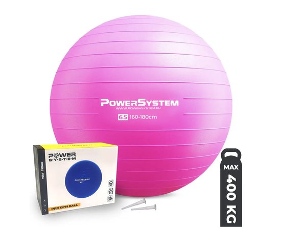 М'яч для фітнесу (фітбол) Power System PS-4012 Ø65 cm PRO Gymball Pink (4012PI-0), Колір: Рожевий