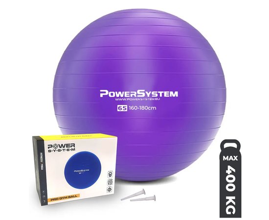 М'яч для фітнесу (фітбол) Power System PS-4012 Ø65 cm PRO Gymball Purple (PS-4012_65cm_Purple), Колір: Фіолетовий