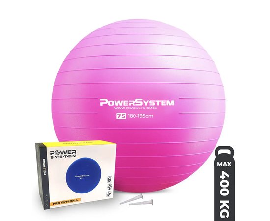 Мяч для фитнеса (фитбол) Power System PS-4013 Ø75 cm PRO Gymball Pink (4013PI-0), Цвет : Розовый