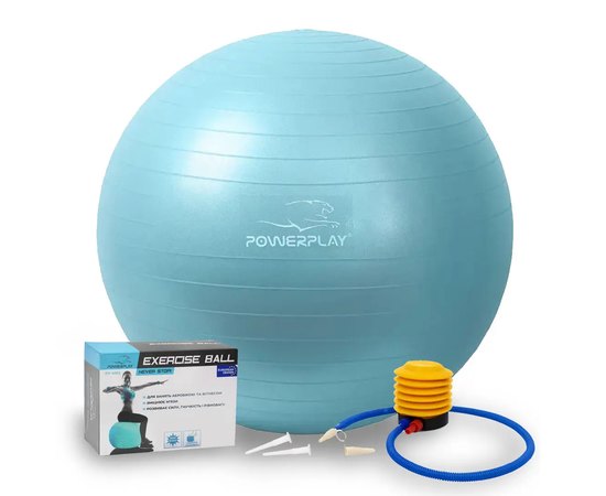 Мяч для фитнеса (фитбол) PowerPlay 4001 Ø65 cm Gymball Мятный + насос (PP_4001_65_Mint), Цвет : Мятный