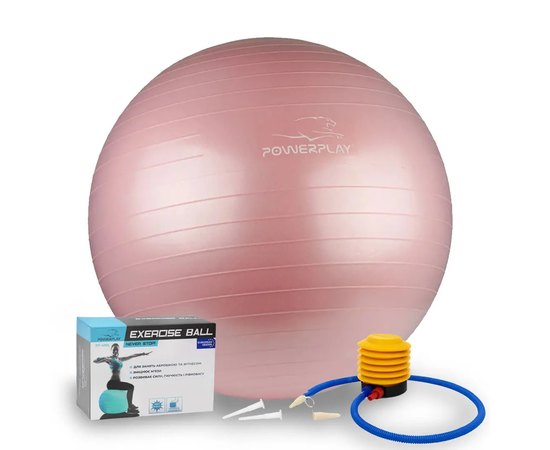 М'яч для фітнесу (фітбол) PowerPlay 4001 Ø65 cm Gymball Рожевий + насос(PP_4001_65_Pink), Колір: Рожевий