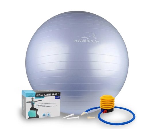 М'яч для фітнесу (фітбол) PowerPlay 4001 Ø75 cm Gymball Sky Blue + насос (PP_4001_75_Sky_Blue)