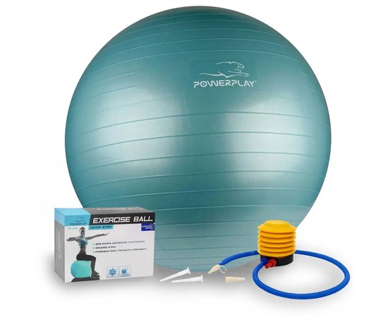 Мяч для фитнеса (фитбол) PowerPlay 4001 Ø75 cm Gymball Зеленый + насос (PP_4001_75_Green)