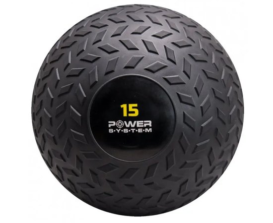 М'яч для кросфіту (слембол) Power System PS-4117 SlamBall 15кг рифлений Black (PS-4117_15kg)