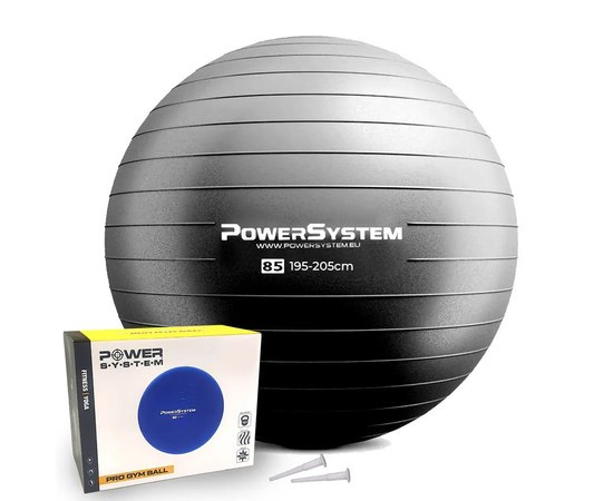 Мяч для фитнеса (фитбол) Power System PS-4018 Ø85 cm PRO Gymball Black (4018BK-0), Цвет : Серый