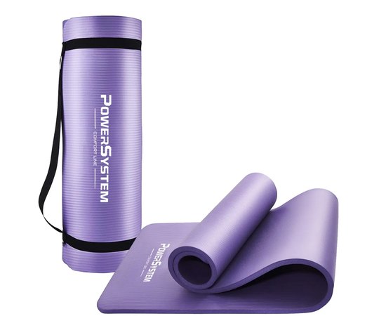 Коврик для йоги и фитнеса Power System PS-4017 NBR Fitness Yoga Mat Plus 180х61х1см фиолетовый (PS-4017_Purple), Цвет : Фиолетовый