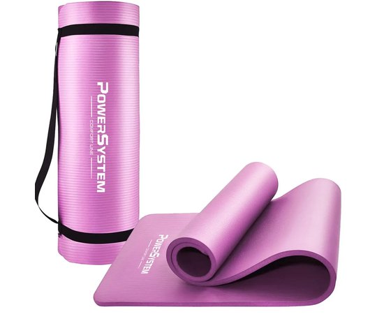 Коврик для йоги и фитнеса Power System PS-4017 NBR Fitness Yoga Mat Plus 180х61х1см розовый (PS-4017_Pink), Цвет : Розовый