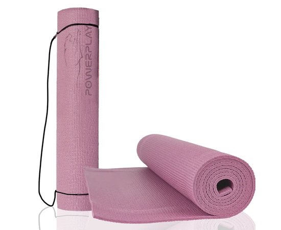 Коврик для йоги и фитнеса PowerPlay 4010 PVC Yoga Mat 173x61x0,6см розовый (PP_4010_Rose_(173*0,6)), Цвет : Розовый