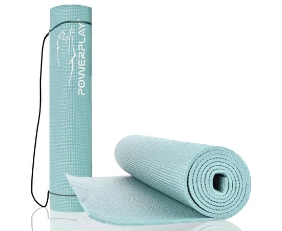 Килимок для йоги та фітнесу PowerPlay 4010 PVC Yoga Mat 173x61x0,6см м'ятний (PP_4010_Mint_(173*0,6)), Колір: М'ятний