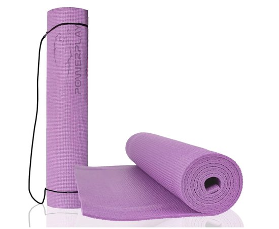 Коврик для йоги и фитнеса PowerPlay 4010 PVC Yoga Mat 173x61x0,6см лавандовый (PP_4010_Lavender_(173*0,6)), Цвет : Лавандовый