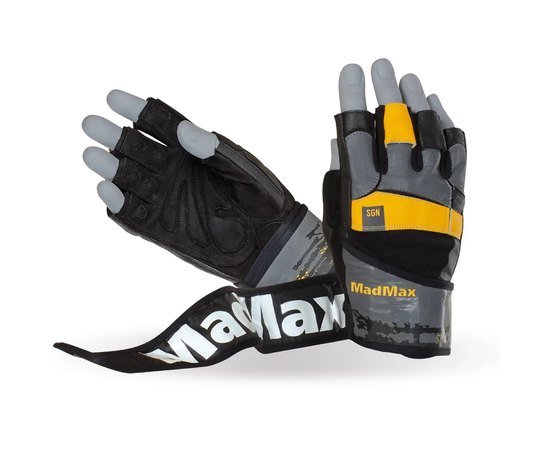 Перчатки для фитнеса MadMax MFG-880 Signature Black/Grey/Yellow L (MFG-880_L), Размер: L