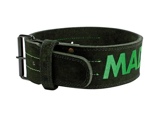 Пояс для тяжелой атлетики MadMax MFB-301 Suede Single Prong кожаный Black/Green XXL (MFB-301_XXL), Размер: XXL