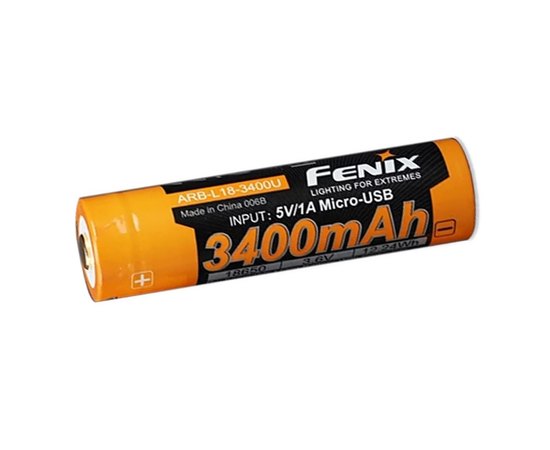 Акумулятор 18650 Fenix 3400 mAh micro usb зарядка (ARB-L18-3400U)