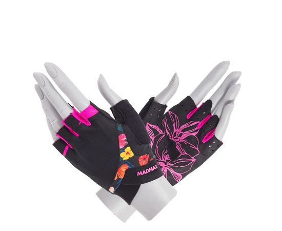 Рукавички для фітнесу MadMax MFG-770 Flower Power Gloves Black/Pink S (MFG-770_S), Розмір: S