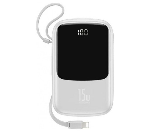 Повербанк Baseus Qpow Digital Display Quick Charging 10000 mAh 15W White (2020000356936), Цвет : Белый