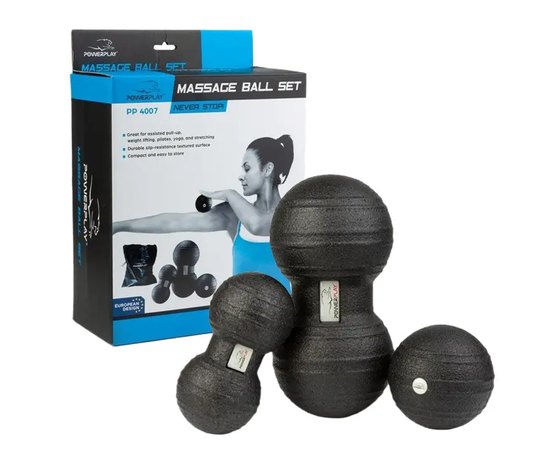 Набор массажных мячиков PowerPlay 4007 EPP Massage Ball Черные 3 шт (PP_4007_Black(3pcs))