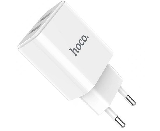 Зарядний пристрій Hoco Lightning cable Victoria C62A 2USB, 2.1А White (000001962)