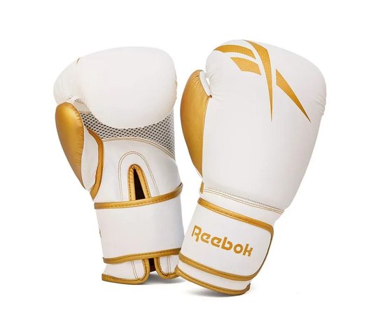 Боксерські рукавички Reebok Boxing Gloves білий/золото 14 ун. (RSCB-12010GD)