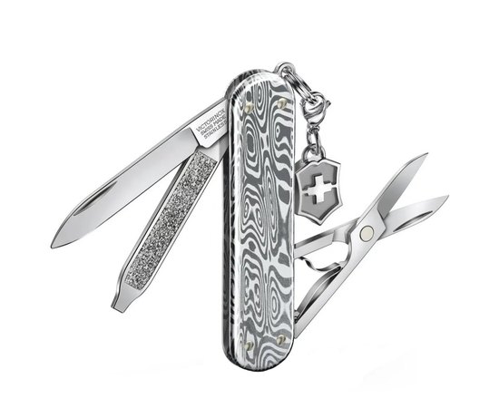 Багатофункціональний ніж Victorinox Classic SD Brilliant Damast 0.6221.34, Колір: Silver