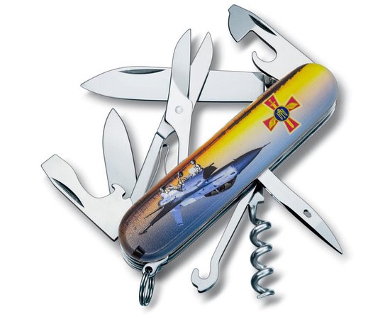 Багатофункціональний ніж Victorinox Climber Army Літак Емблема ВС ВСУ 1.3703.3.W3040p, Колір: Yellow, Принт: Літак та Емблема ЗС ЗСУ