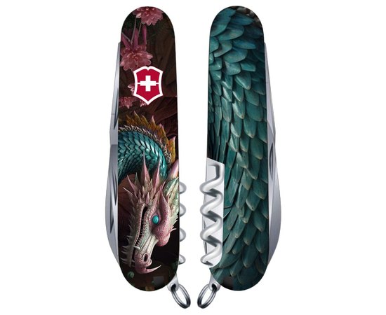 Многофункциональный нож Victorinox Climber Zodiac Лазурный дракон 1.3703.3.Z3290p, Цвет : Black, Принт: Лазурный дракон