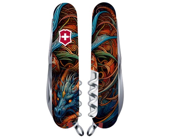 Багатофункціональний ніж Victorinox Climber Zodiac Сапфіровий дракон 1.3703.Z3260p, Колір: Black, Принт: Сапфіровий дракон