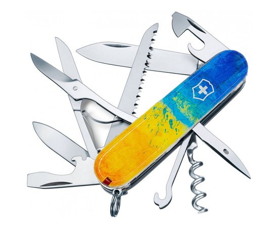 Многофункциональный нож Victorinox Huntsman Ukraine Желто-синий рисунок 1.3713.7.T3100p, Колір: Blue/Yellow, Принт: Жовто-синій малюнок