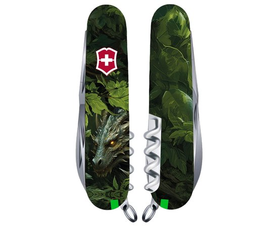 Багатофункціональний ніж Victorinox Huntsman Zodiac Зелений дерев'яний дракон 1.3713.3.Z3240p