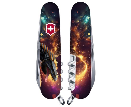 Багатофункціональний ніж Victorinox Huntsman Zodiac Зоряний дракон 1.3713.3.Z3220p, Колір: Black, Принт: Зоряний дракон