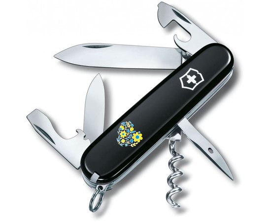 Многофункциональный нож Victorinox Spartan Ukraine Цветочное сердце черный 1.3603.3_T1246u, Принт: Цветочное сердце