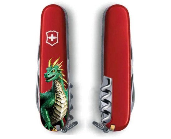 Многофункциональный нож Victorinox Spartan Zodiac Зеленый дракон 1.3603.Z3340u, Принт: Зеленый дракон