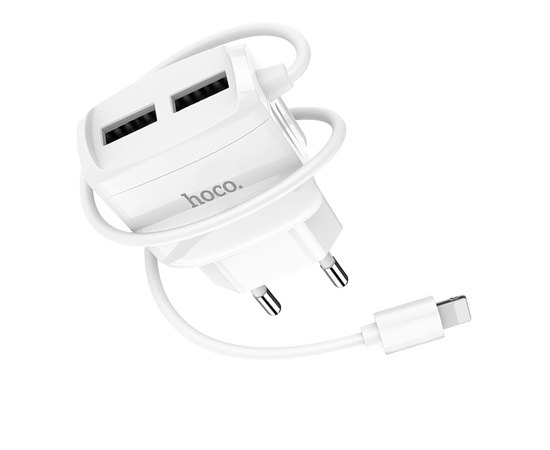 Зарядное устройство Hoco Lightning cable Mega Joy C59A  2USB, 2.1A White (000003385)