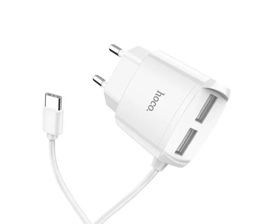 Зарядное устройство Hoco Type-C cable Mega Joy C59A  2USB, 2.1A White (000003387)