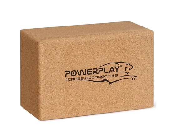 Блок для йоги PowerPlay 4006 Yoga Brick з коркового дерева (PP_4006_Cork), Колір: Коричневий