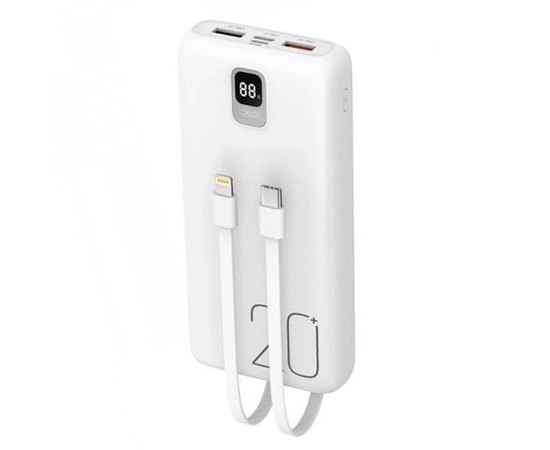 Повербанк XO PR185 with cable QC22.5W/PD20W 20000 mAh White (6920680831807), Колір: Білий