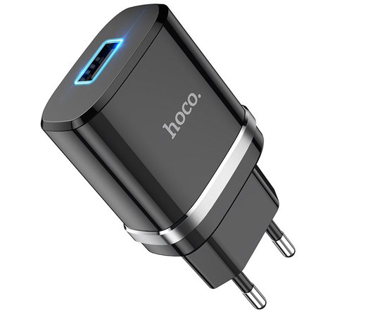 Зарядний пристрій Hoco Ardent single port charger N1 1USB, 2.4A, 12W Safety Certified Black (000006449), Колір: Black