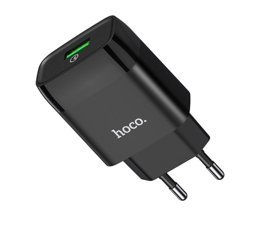 Зарядное устройство Hoco Glorious single port charger C72Q 1USB, QC3.0/FCP/AFC, 3A, 18W Black (000006441), Цвет: Black