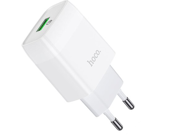 Зарядний пристрій Hoco Glorious single port charger C72Q 1USB, QC3.0/FCP/AFC, 3A, 18W White (000006442), Колір: White