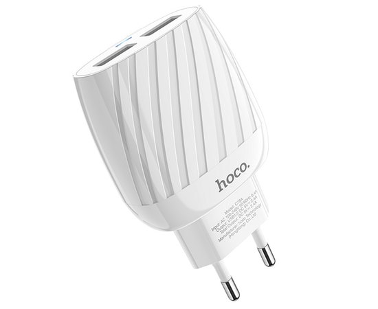 Зарядний пристрій Hoco Lightning Cable Max energy C78A 2USB, 2.4A White (000005522)