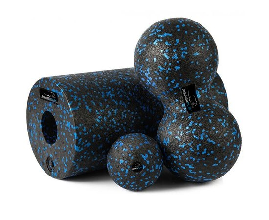 Набор для йоги PowerPlay PP_4008 EPP Foam Roller Set роллер + 2 массажных мяча Черно-синий (PP_4008_Bl/Blue)